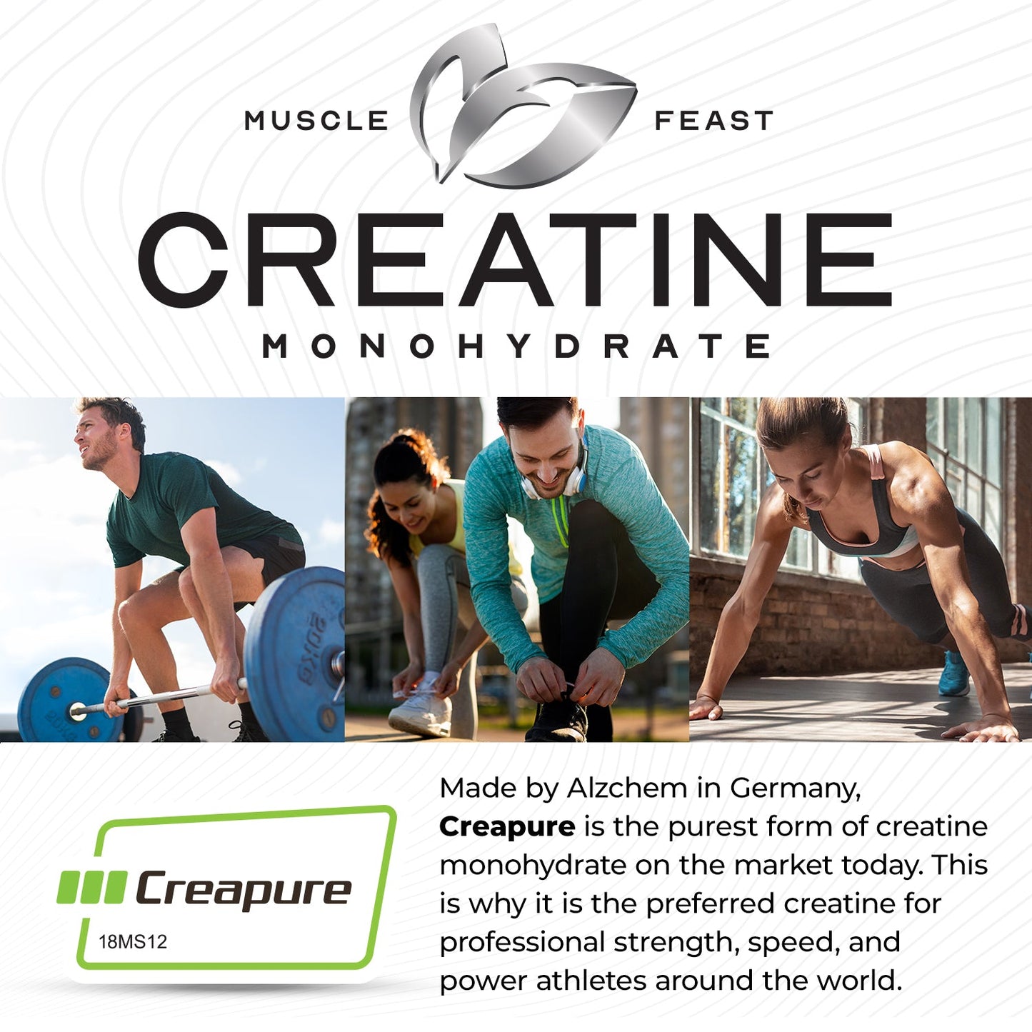 Gut Glow Creapure Creatine Monohydrate Powder, Vegan Keto Gluten-Free