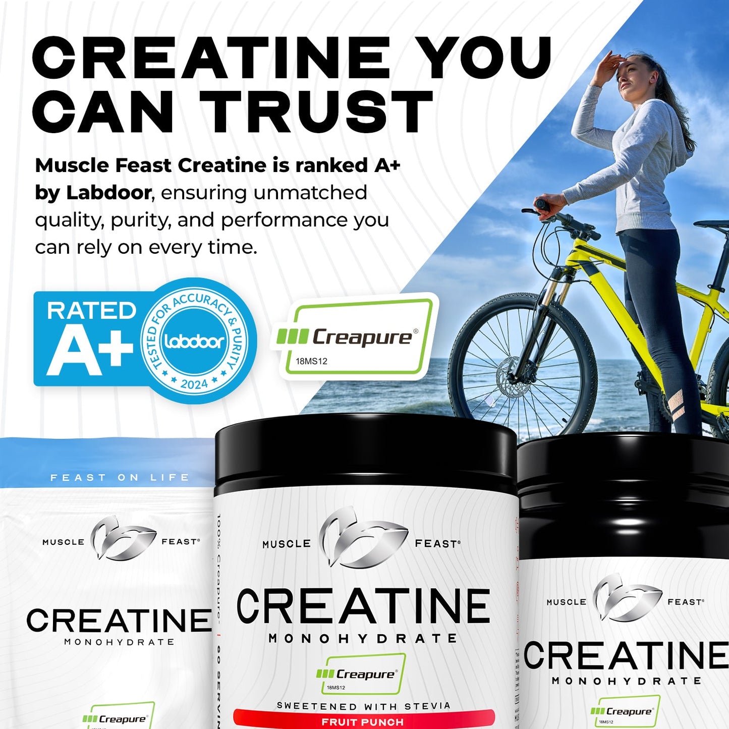 Gut Glow Creapure Creatine Monohydrate Powder, Vegan Keto Gluten-Free