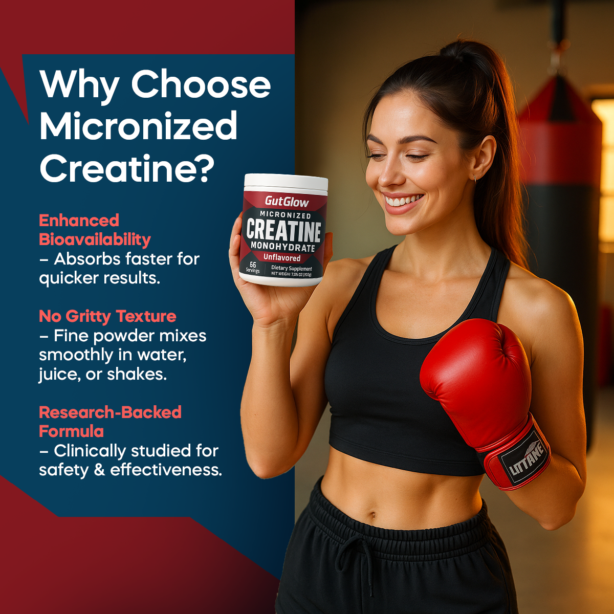 Gut Glow Creavitalis Creatine Micronized Monohydrate Powder