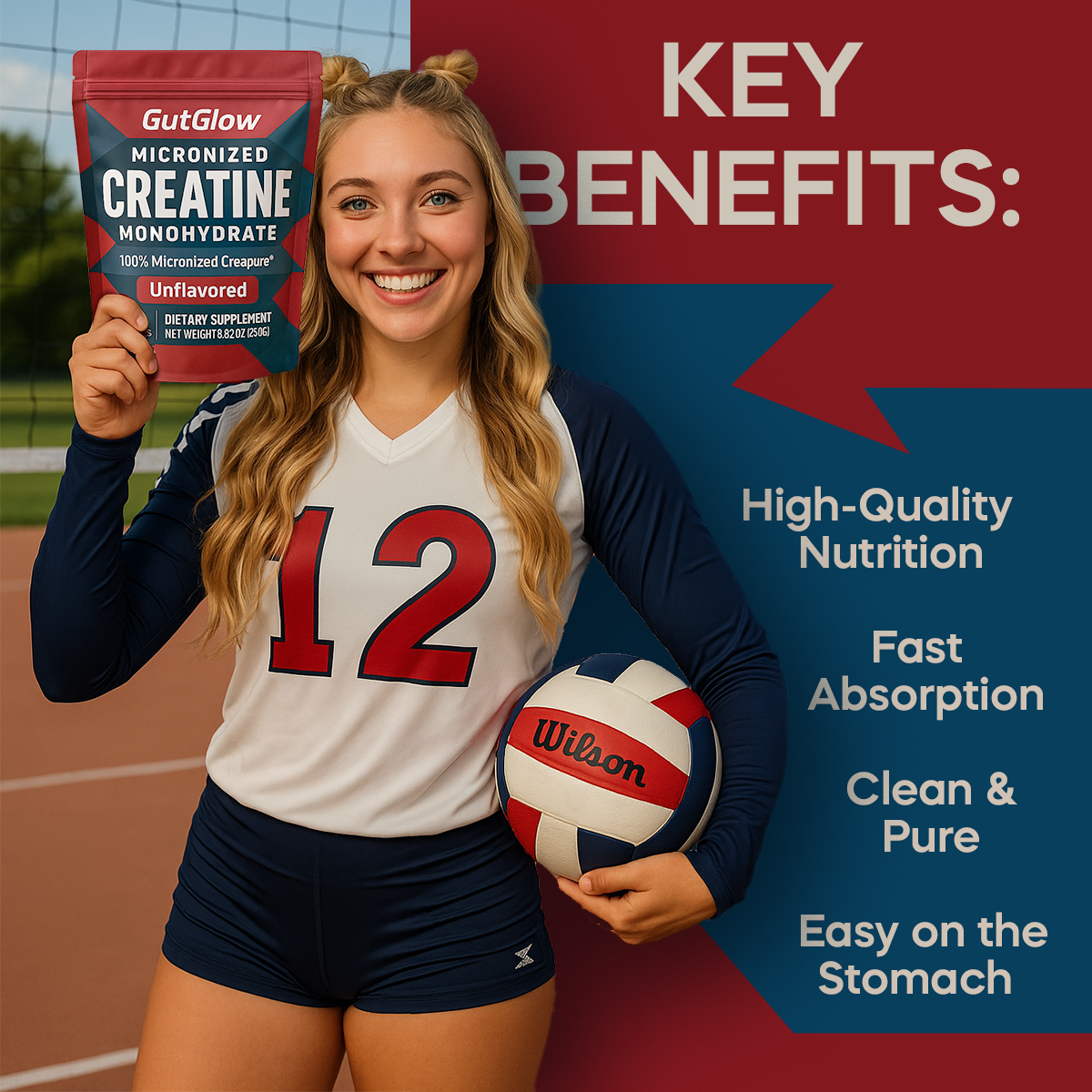 Gut Glow Creapure Micronized Creatine Monohydrate Powder