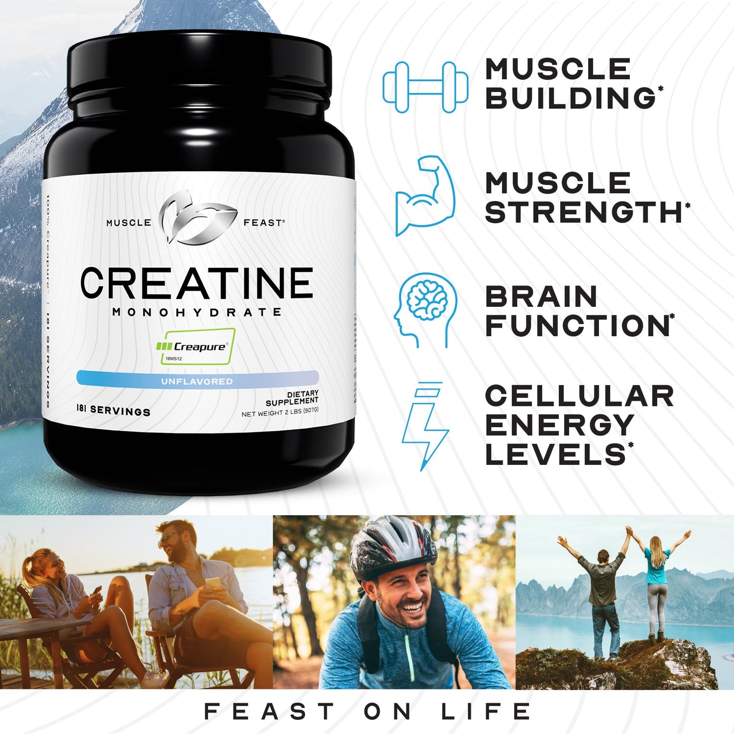 Gut Glow Creapure Creatine Monohydrate Powder, Vegan Keto Gluten-Free