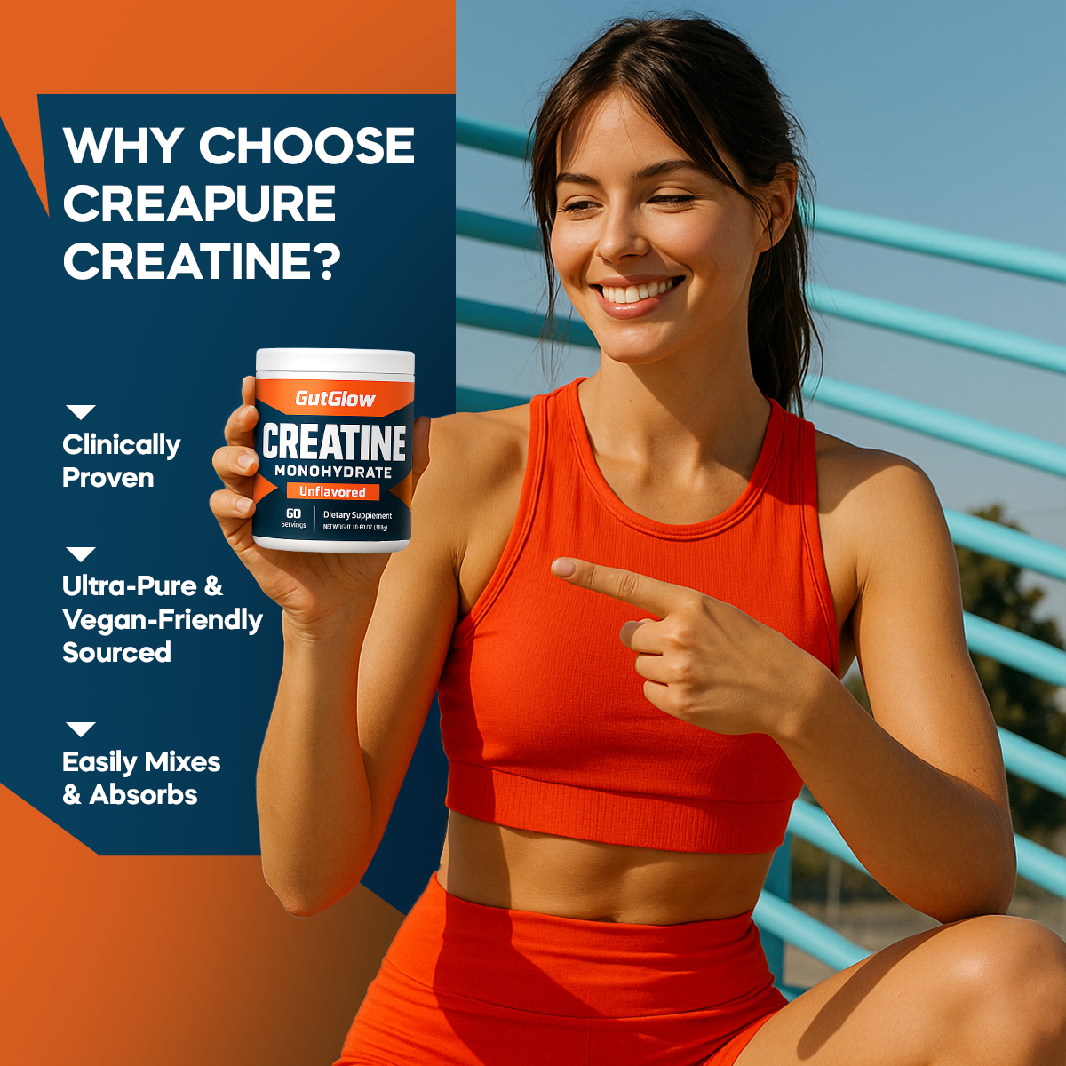 Gut Glow Creapure Creatine Monohydrate Powder