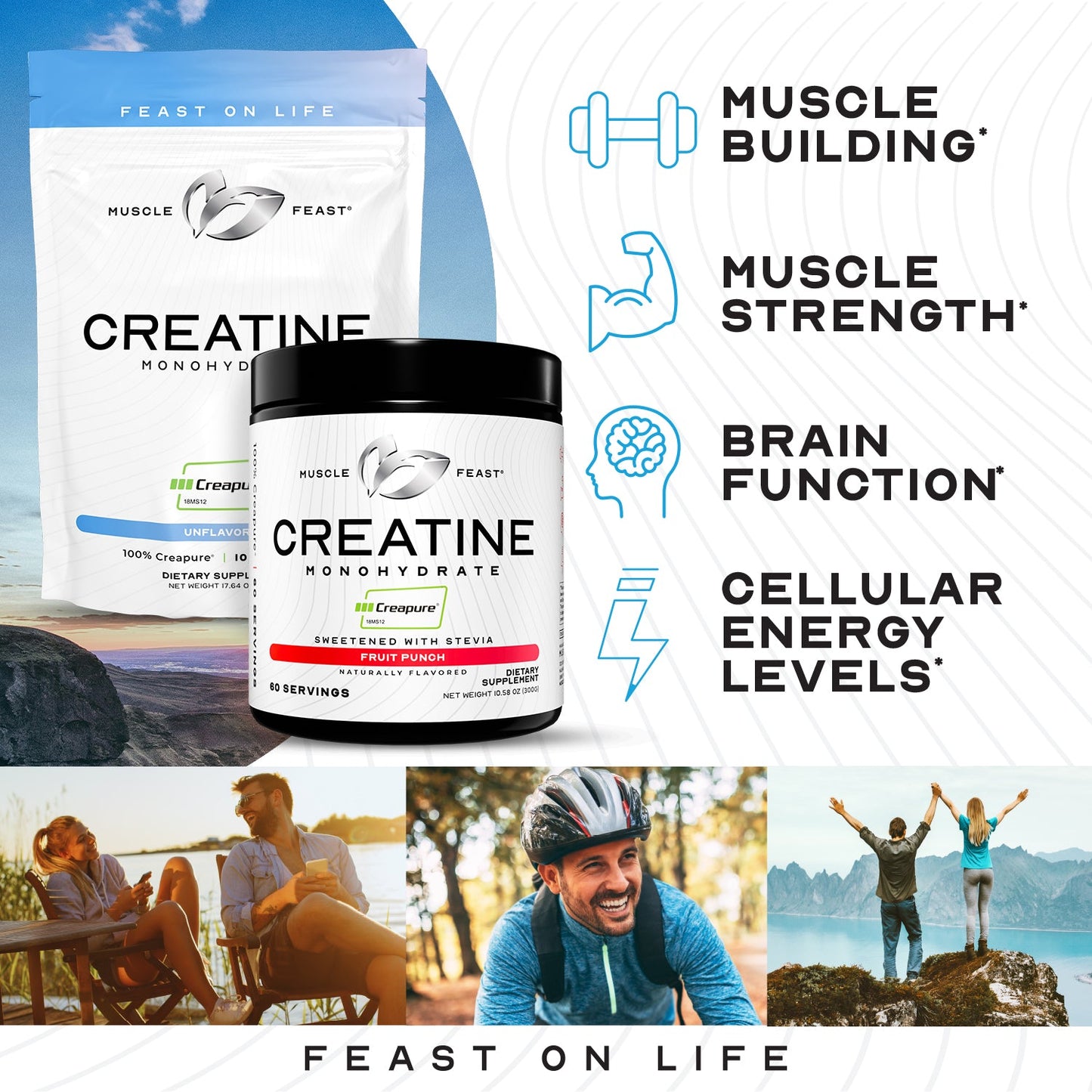 Gut Glow Creapure Creatine Monohydrate Powder, Vegan Keto Gluten-Free