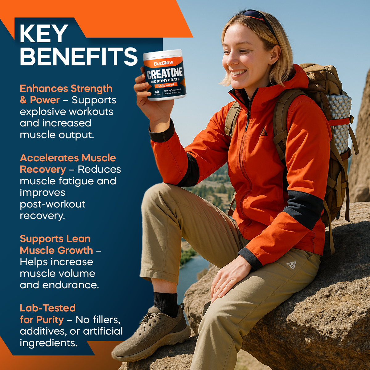 Gut Glow Creapure Creatine Monohydrate Powder