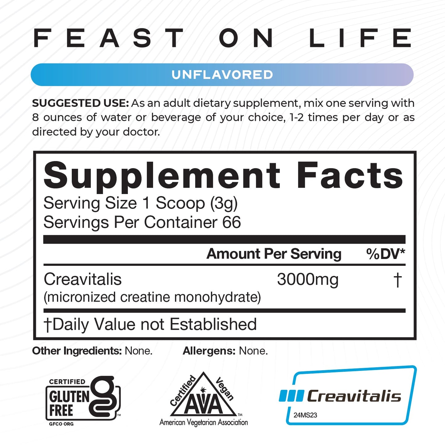 Creavitalis Creatine Micronized Monohydrate Powder Easy to Mix, Gluten-Free, 200g